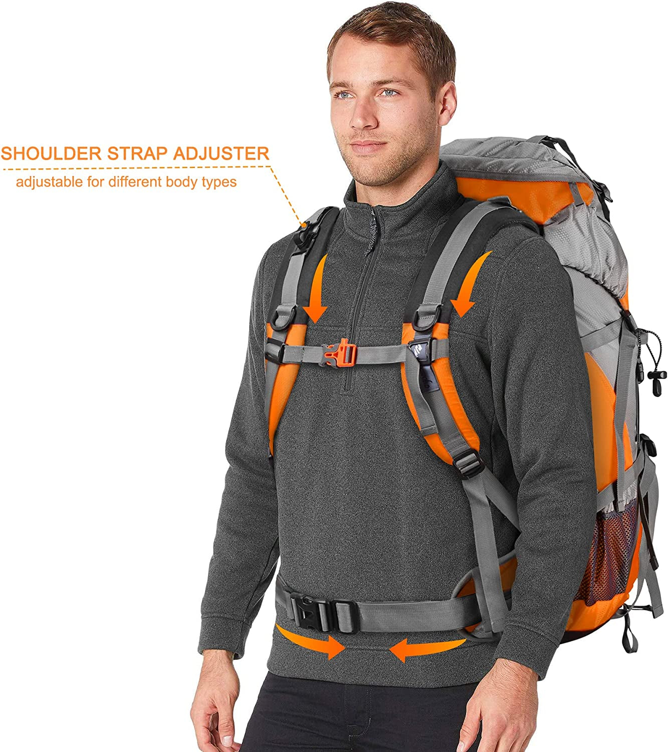 50L Hiking Backpack, Waterproof Camping Essentials Bag with Rain Cover 