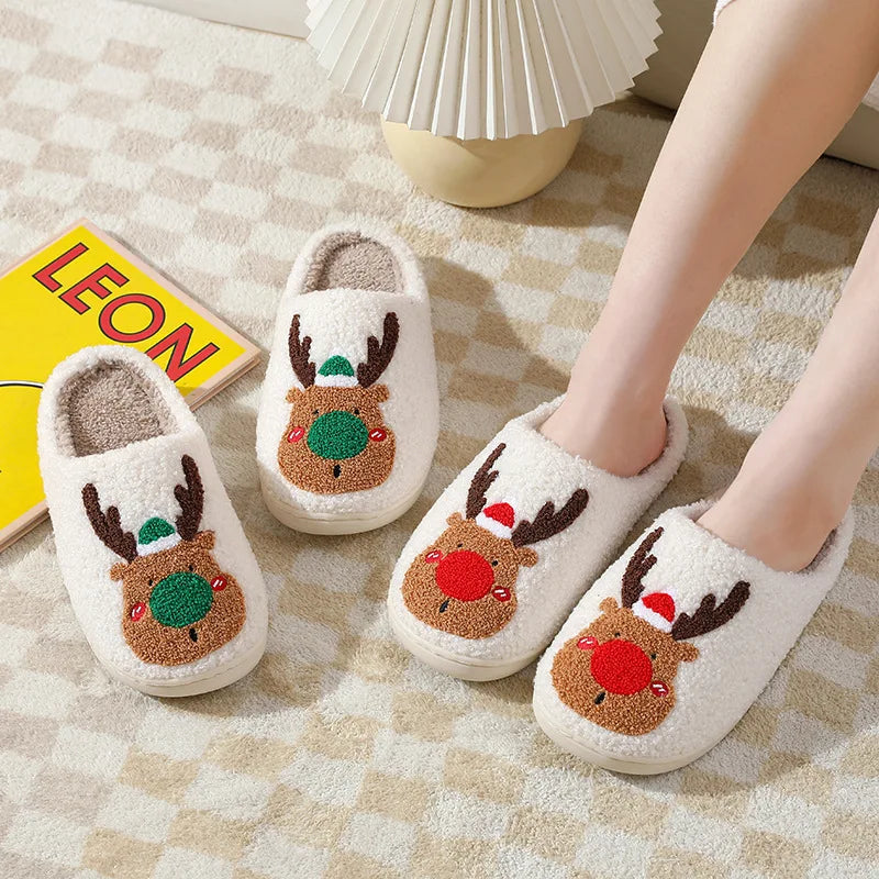 Reindeer fuzzy slippers for christmas
