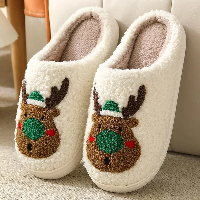 Reindeer fuzzy slippers for christmas