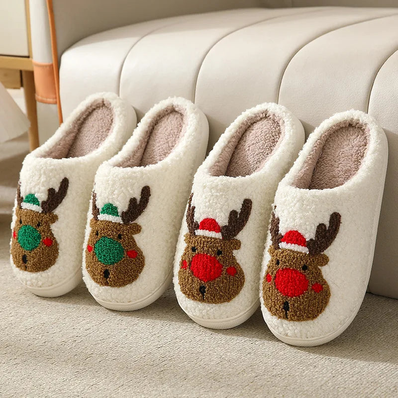Reindeer fuzzy slippers for christmas