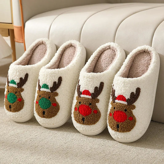 Reindeer fuzzy slippers for christmas