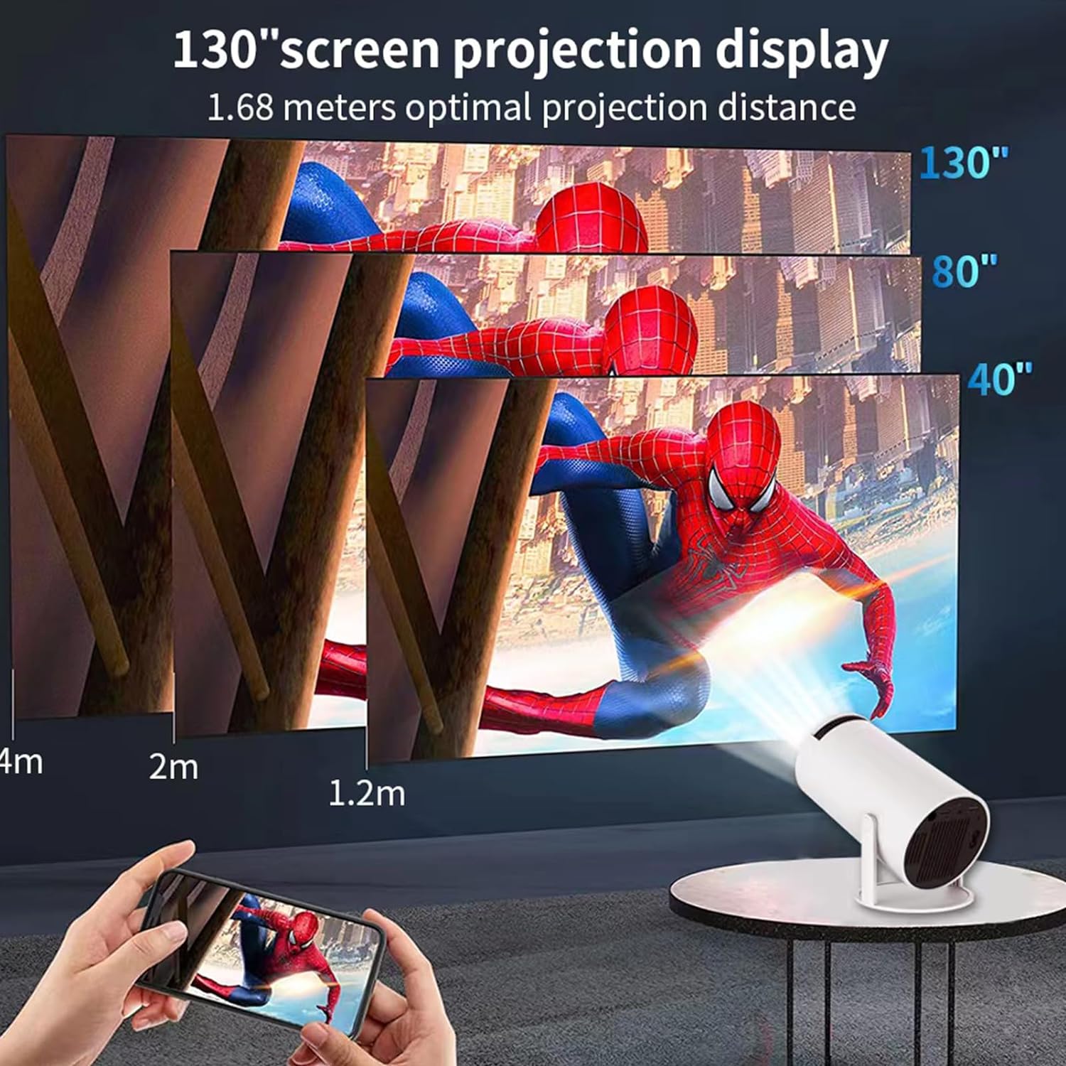 Smart Mini Projector Support 4K Premium 360 Sound