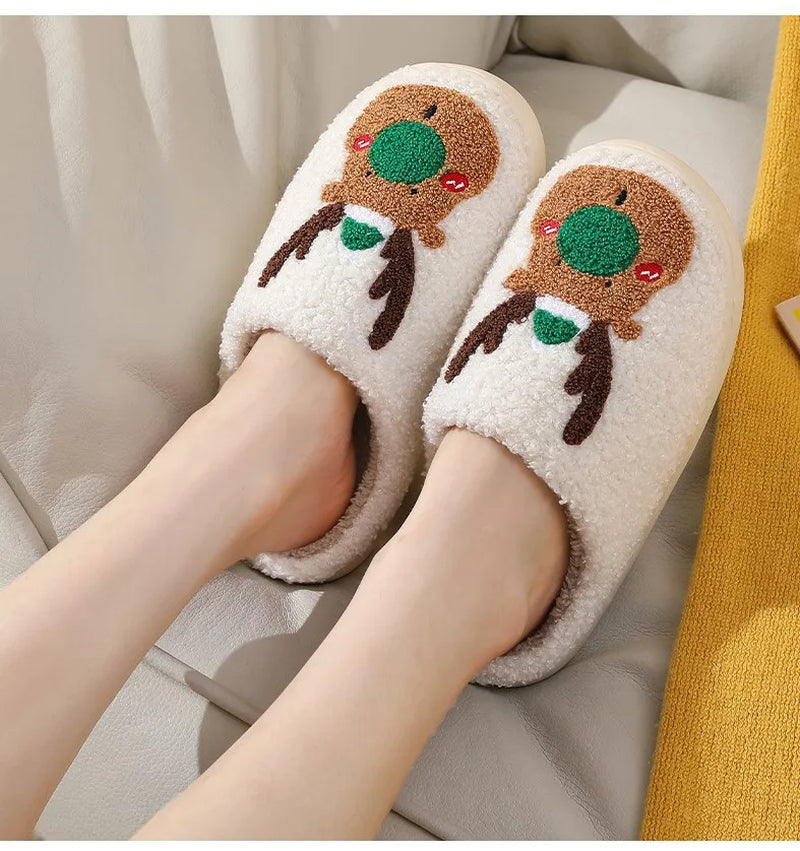 Reindeer fuzzy slippers for christmas