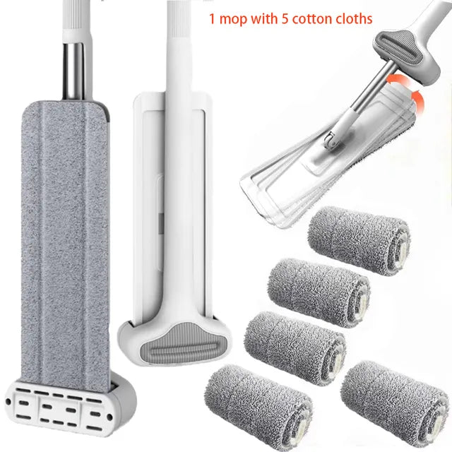 Lamgool Squeeze Mop Magic Flat Hands Free Washing Lazy Mops  with Replaced Pads