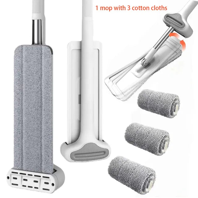 Lamgool Squeeze Mop Magic Flat Hands Free Washing Lazy Mops  with Replaced Pads