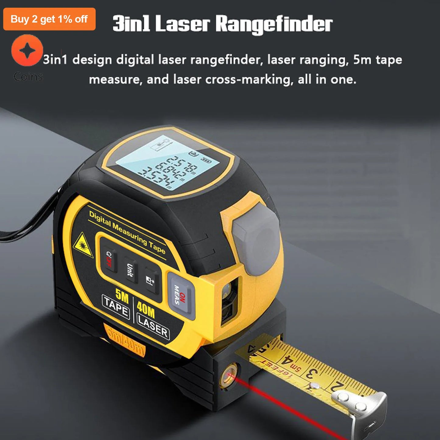 Laser Distance Meter Measuring Laser Tape Measure Digital Laser Rangefinder Digital Electronic Roulette Stainless 5M Tape Ruler