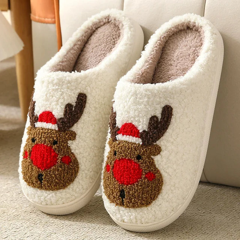 Reindeer fuzzy slippers for christmas